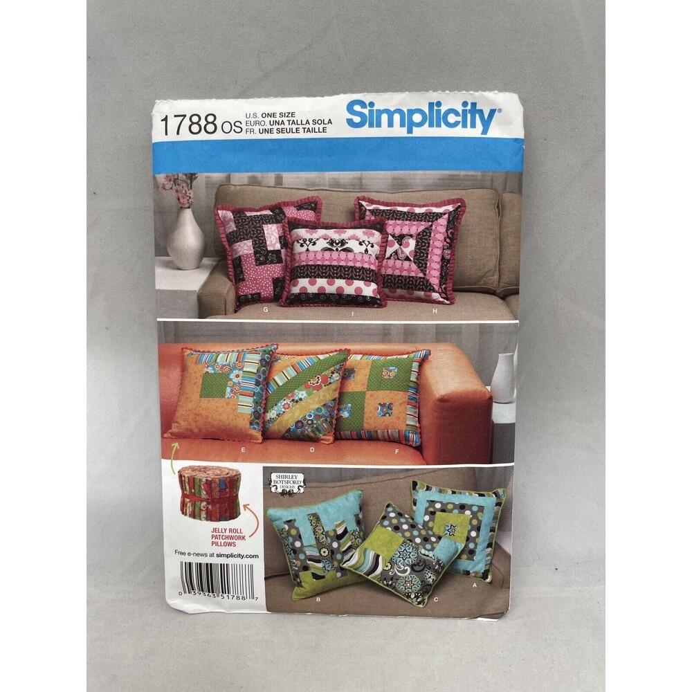 Simplicity Pattern 1788 Patchwork Pillow in 3 Sizes Shirley Botsford Designs